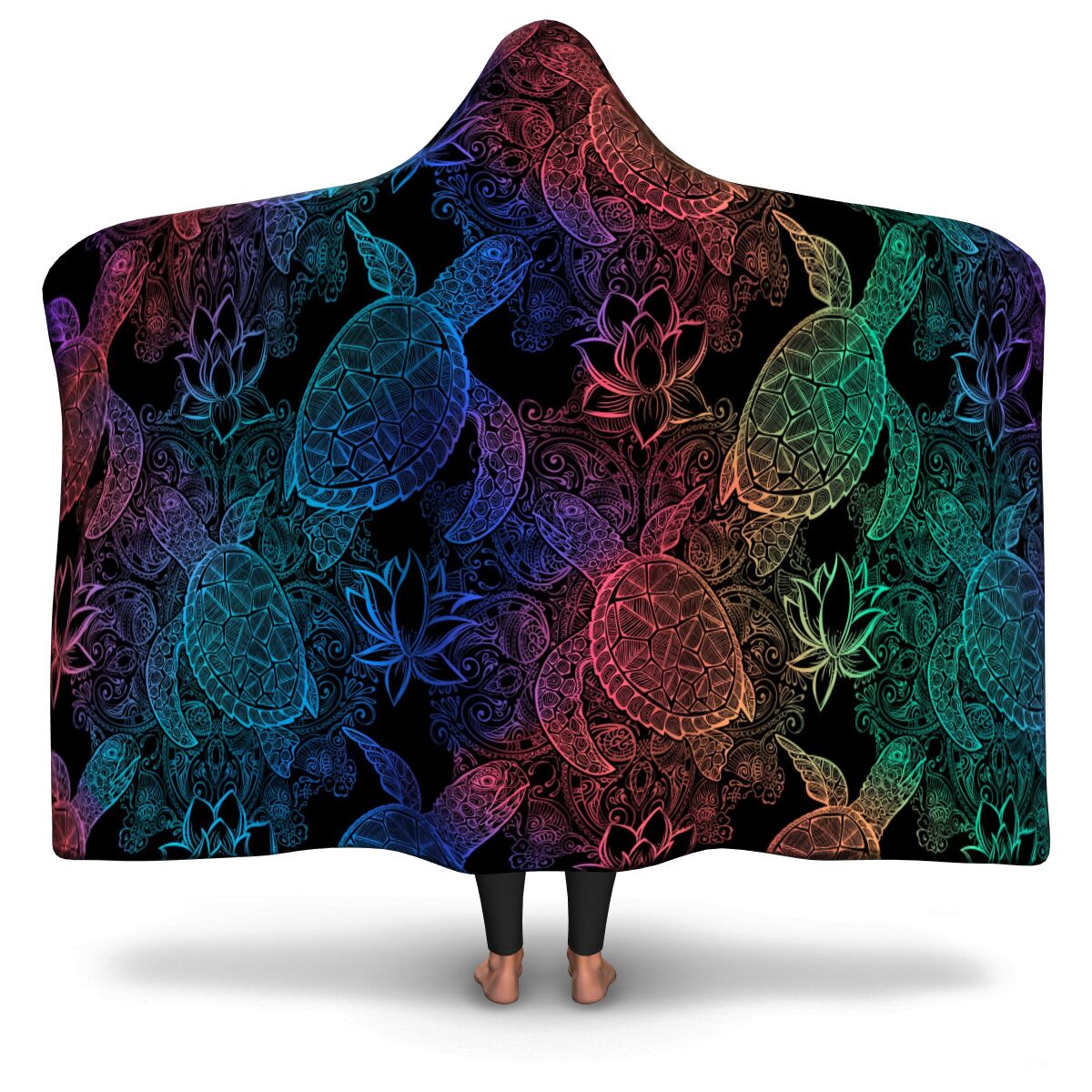 Rainbow Turtle Hooded Blanket