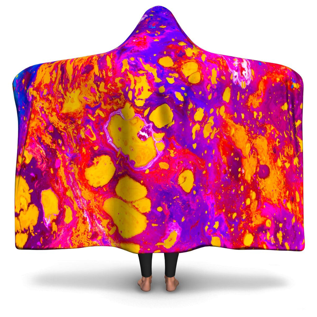 Yellow & Purple Acid Paint Hooded Blanket